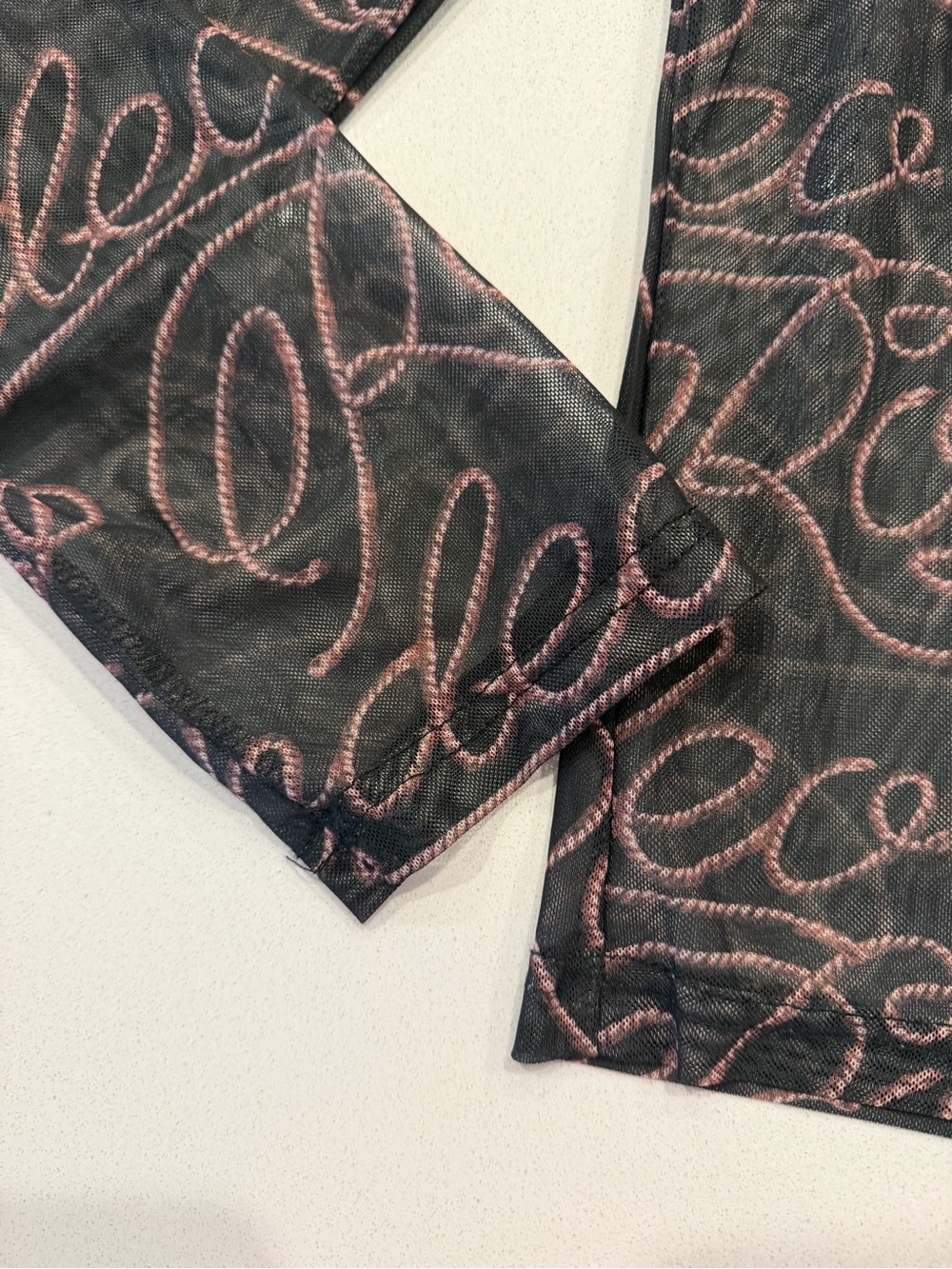 Long Sleeve 'Rodeo' Script Sheer Top - Picture 3 of 3